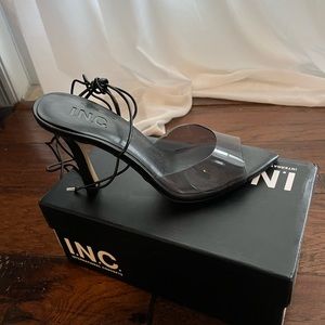 INC International Concepts, Black Vynil Sandal Heels, Size 7